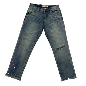 Ashley Mason Rhinestone Embellished Distressed Jeans Size 3